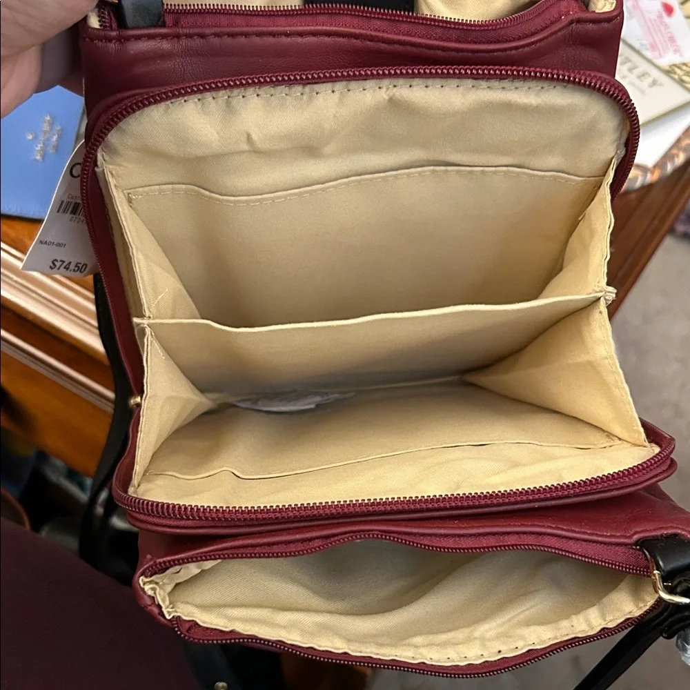 Giani Bernini Burgundy and Plaid Crossbody Bag - Picture 4 of 6